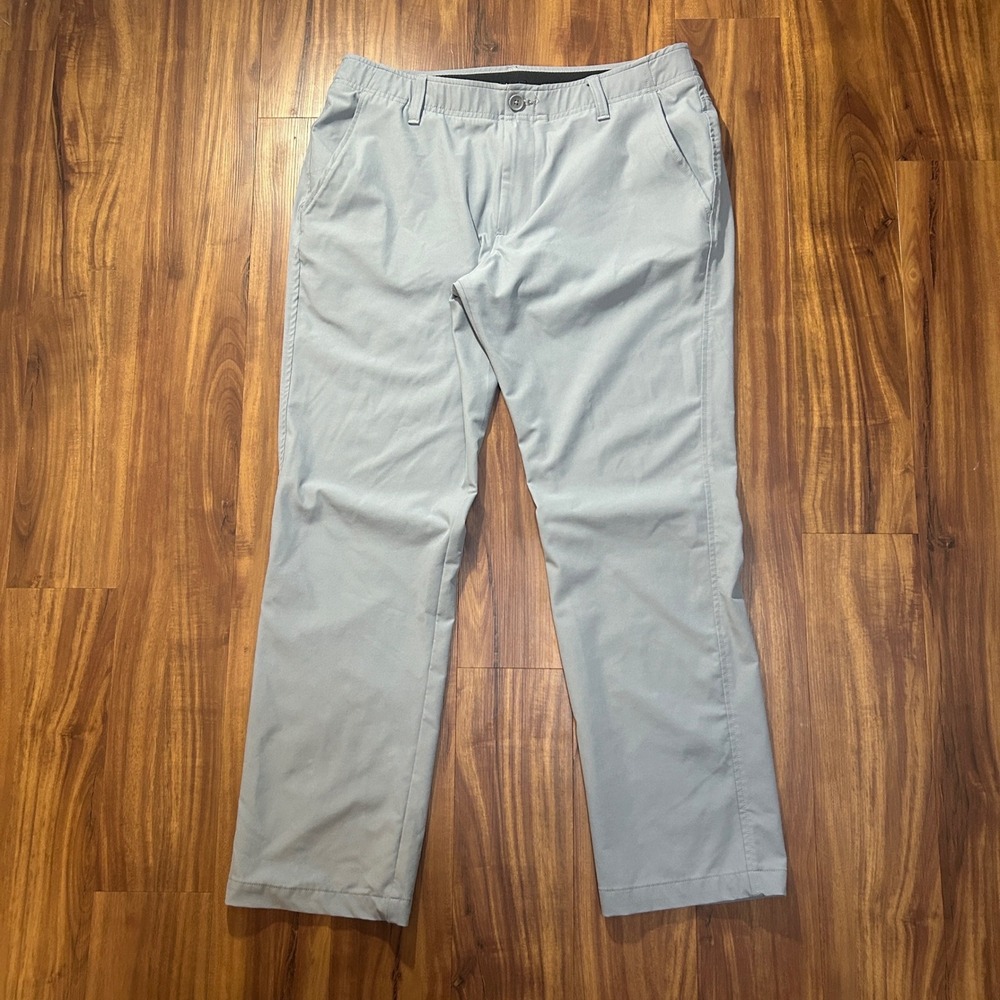 Under Armour Mens Golf Pants Light Gray Performance Stretch Flat Front 34x30